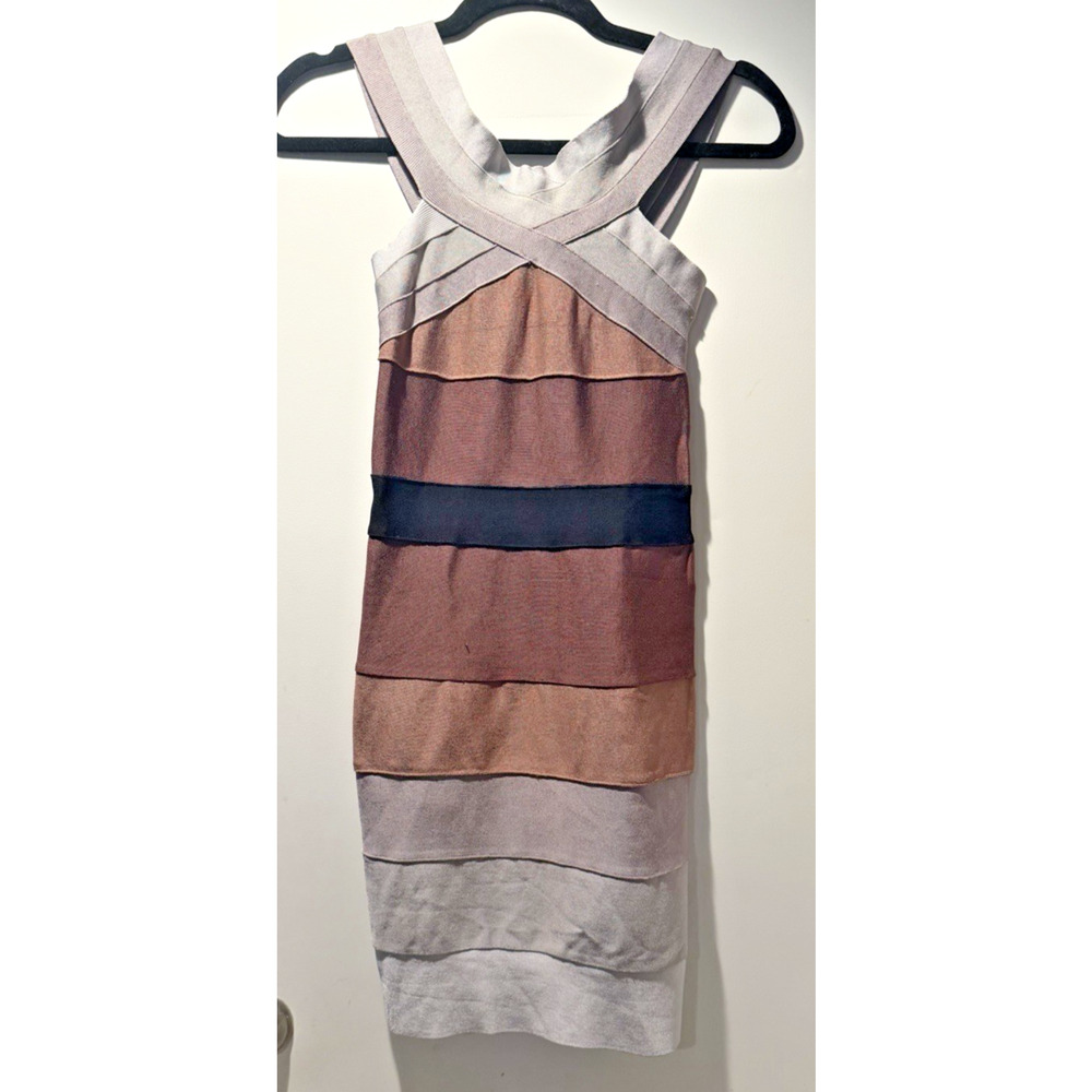 Herve Leger Grey Ombre Off the Shoulder Bandage Dress, size XS
